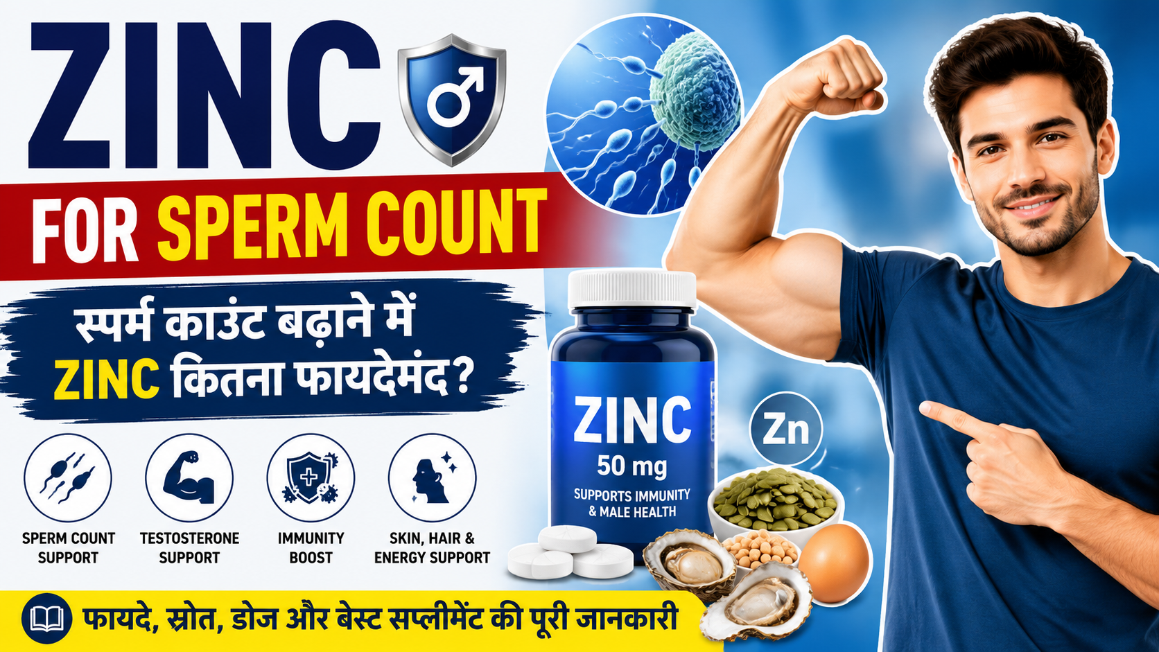 जिंक फॉर स्पर्म काउंट हिंदी | Zinc Supplement, Zinc Tablets | Zinc Rich Diet Benefits for Men